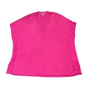 Lilly Pulitzer 100% Cashmere Hot Pink V-Neck Poncho Sweater Womens XS/S Oversize